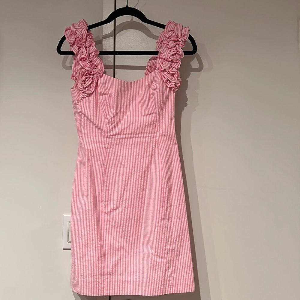 Lilly Pulitzer pink and white seersucker minidress, size 00